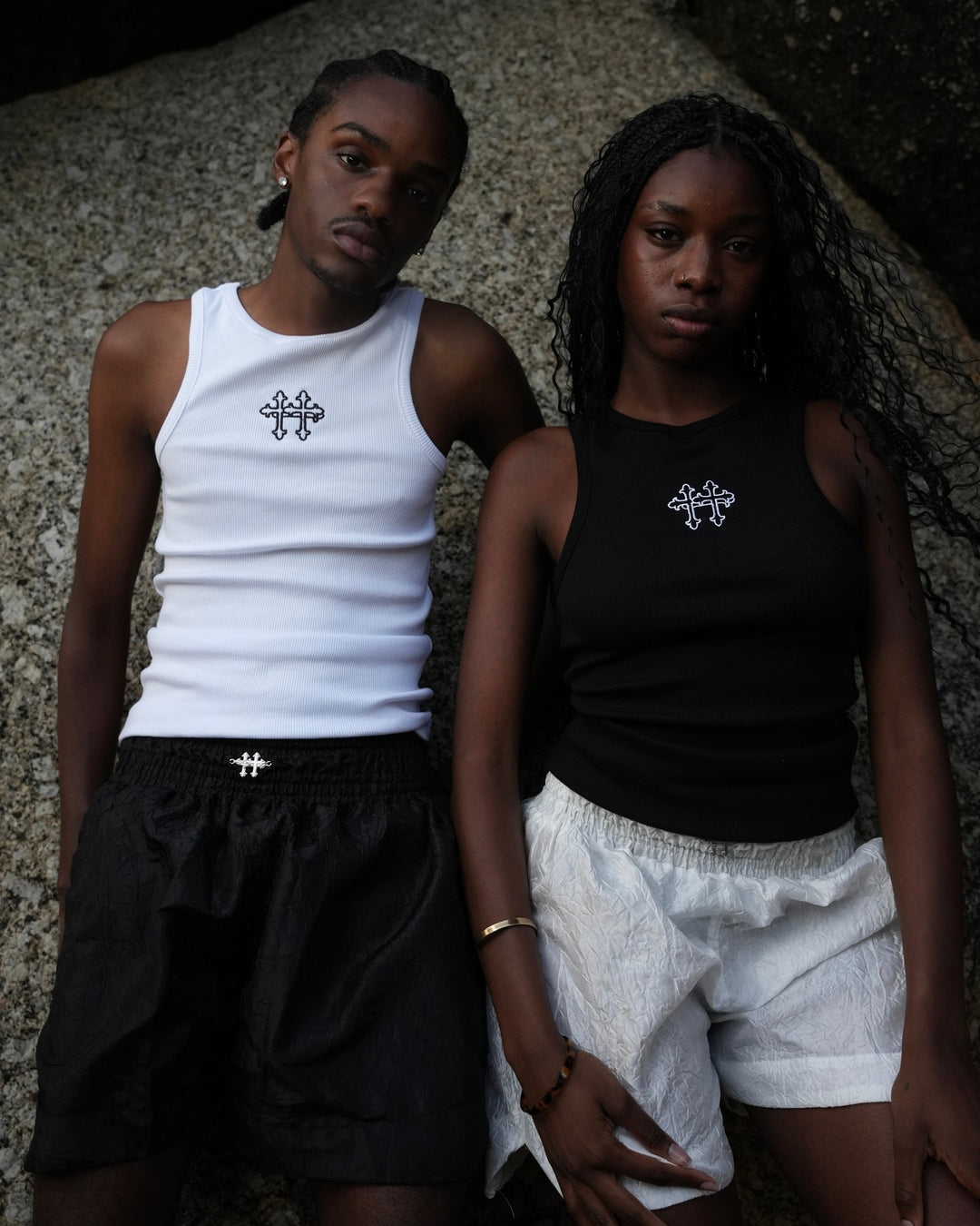 Logo Ribbed Vest Black