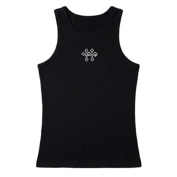 Logo Ribbed Vest Black