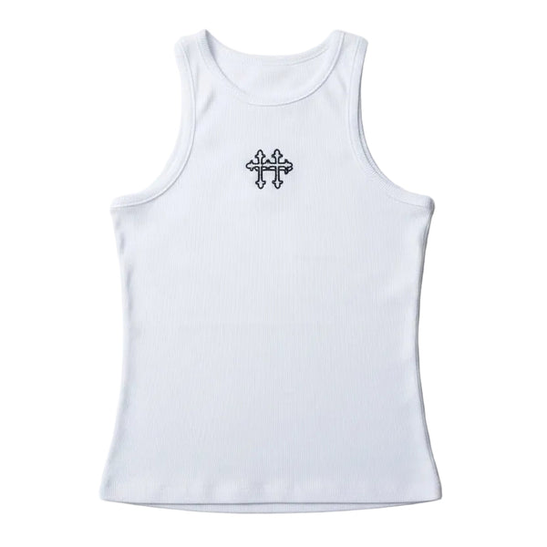 Logo Ribbed Vest White