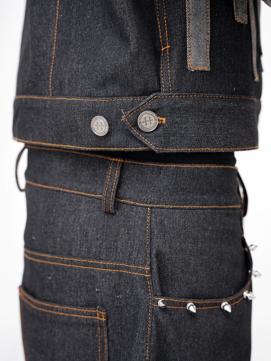 Striped Motif Denim Jacket