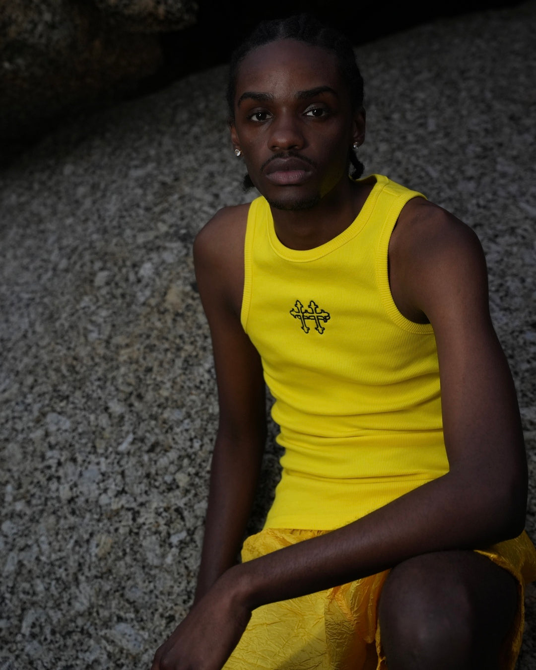 Logo Ribbed Vest Yellow