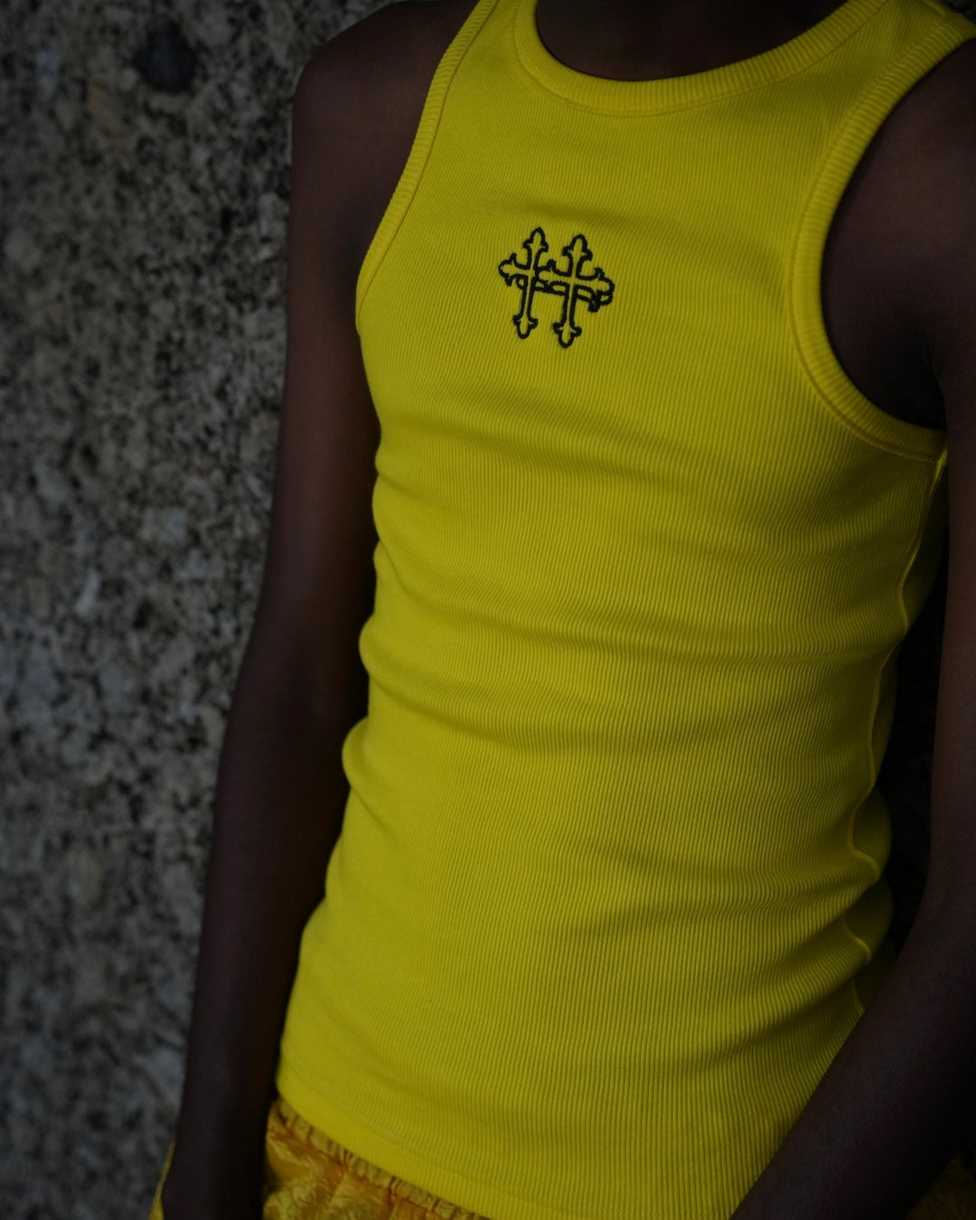 Logo Ribbed Vest Yellow